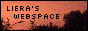 88x31 button stating: Liera's webspace - text is on an orange and black picture of a sunset